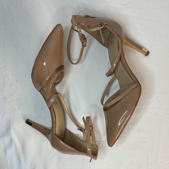 Aldo Womens Beige Patent Leather Strappy Slingback Heels - Picture 4 of 11